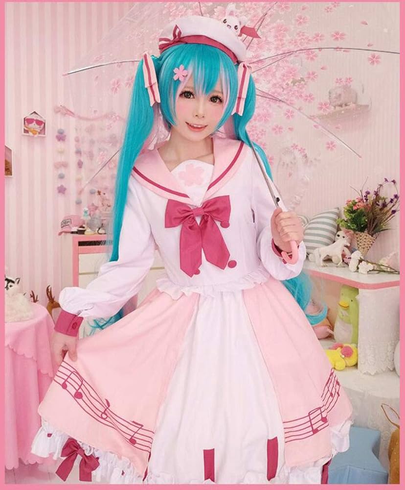 正規品! Uwowo 桜ミク 初音ミク コスプレ 衣装 ウィッグ追加可